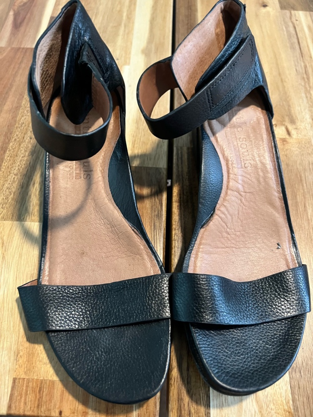 gentle souls Black Leather Ankle-Strap Sandals - Picture 1 of 4